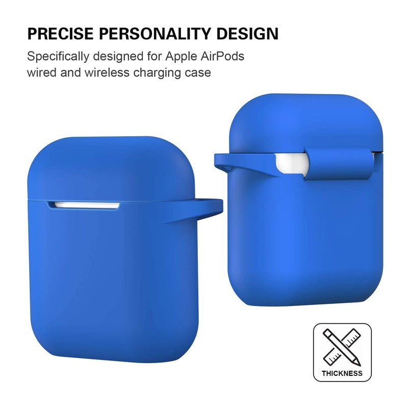 ATUAT Compatible with AirPods Case Cover, Full Protective Silicone Skin Dust-Proof Designed for Apple AirPods 1st 2nd Generation with Keychain, Front LED Visible, Blue - Image 5